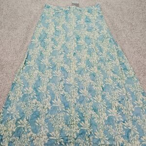 River Maxi Skirt XL Blue Floral Print Elastic Waist Flowy Bohemian Casual